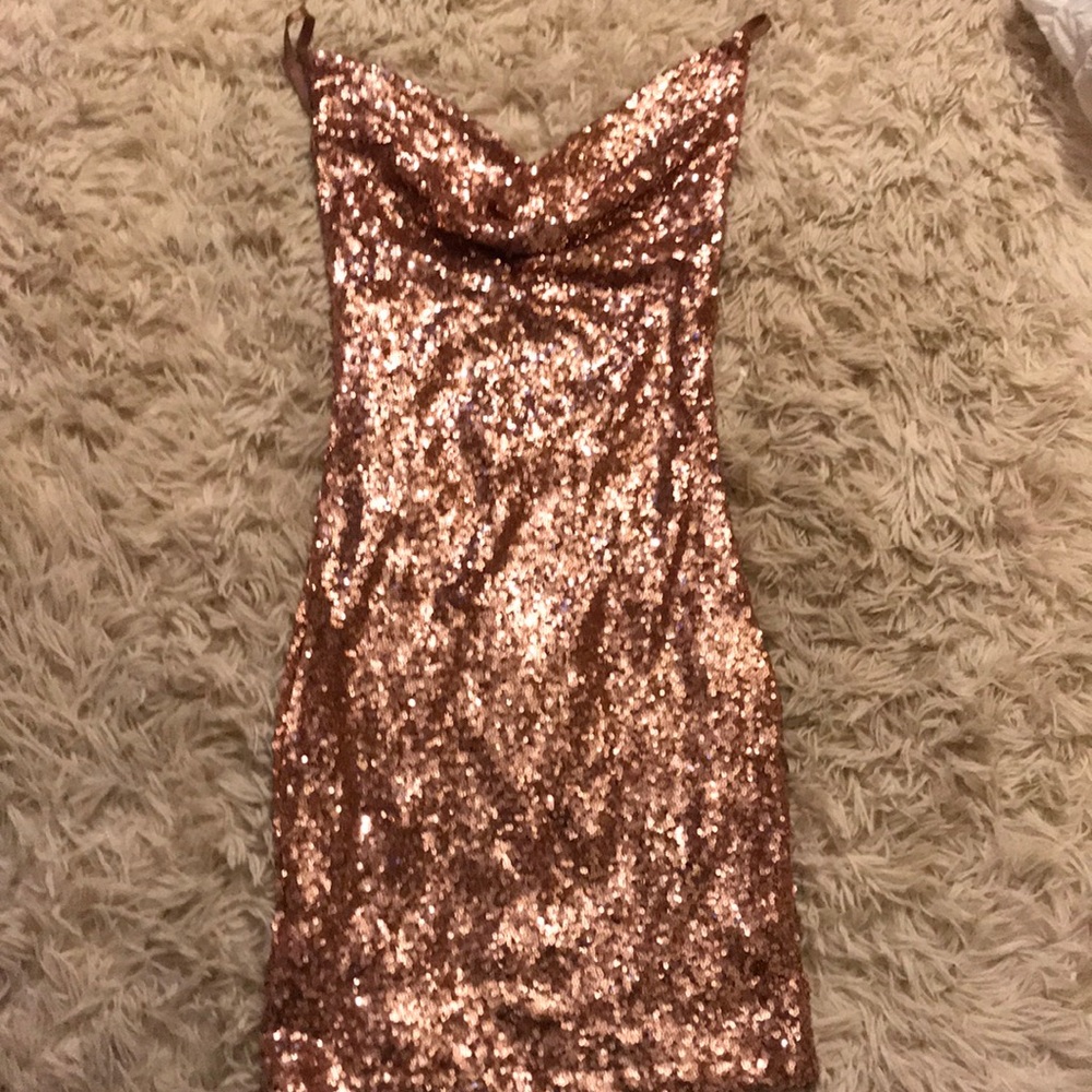 Rose gold sequin dress